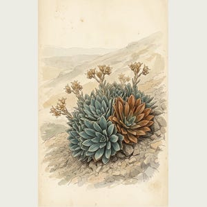 オブシディアン・スター植物標本プレート – 想像上のアルメニアの花の植物学的研究（デジタルダウンロード） 画像 2