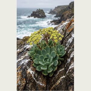 Seabird Cliffbloom Archive Photograph — Extinct Yellow Daisy of the Seabird Stacks, Guanophila maritima, Cottagecore Decor image 2