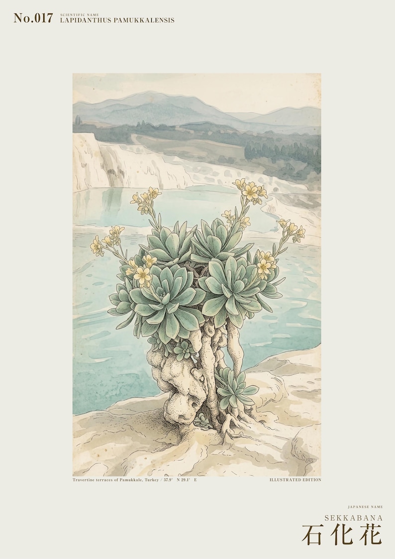 Petrifying Bloom Botanical Art – Fictional Lapidanthus Pamukkalensis Print (Digital Download) image 2