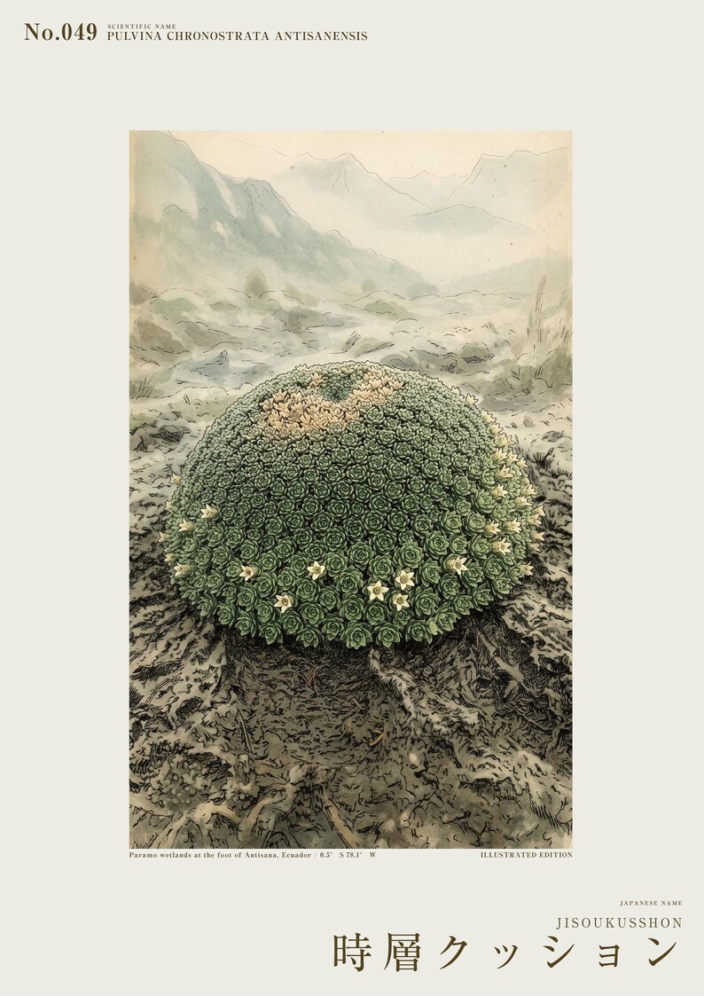 Time-layer Cushion Print – Vanished Andean Plant, Pulvina chronostrata antisanensis (Digital Download) image 2