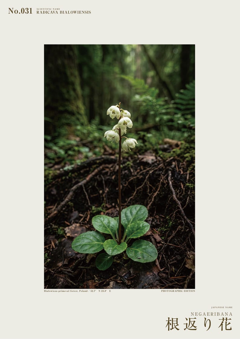 Fictional Ivory Bloom Photograph – Radicava Bialowiensis Forest Light Print (Digital Download) image 2