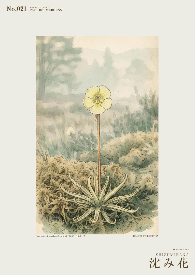 Sinking Bloom Botanical Print – Imaginary Scottish Bog Flower, Paludis mergens (Digital Download) image 2