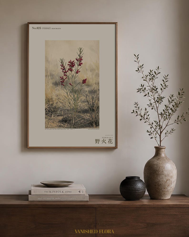 Fireborn Bloom Print – Pyrophila Resurgens, Extinct Cape Flower, Dark Academia Wall Art (Digital Download) image 3