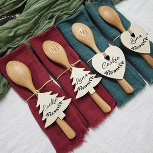 Etichette per tovaglioli, etichette regalo di Natale, segnaposto per bomboniere, segnaposto per matrimonio, tovaglioli verdi, tessuto di cotone, set da 10