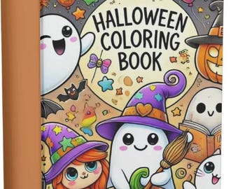 May include: A Halloween coloring book with a colorful cover featuring a ghost, a witch, a pumpkin, and other spooky characters. The cover says "Halloween Coloring Book".