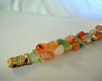 Fruit Salad .... carnelian bracelet, Swarovsky crystal, magnetic clasp .... #1038