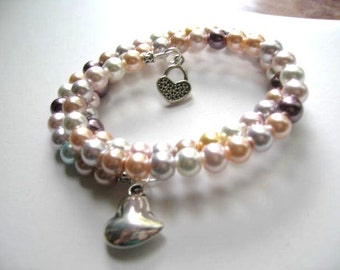 Slinky #7 ... multi pastel Swarovsky pearls ... #409