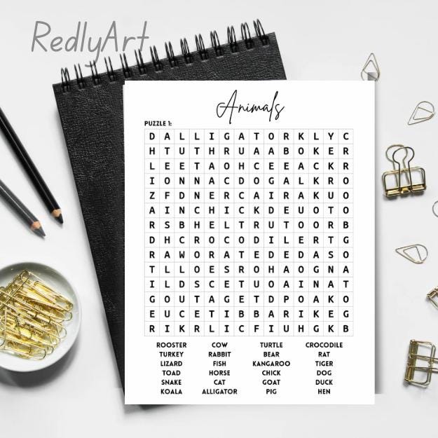Animal World Word Search Puzzle Book: Brain Teaser Activity (digital ...
