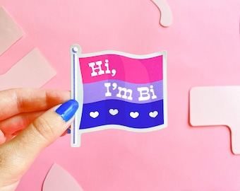 Hi I'm Bi Vinyl Sticker | LGBT Bisexual Pride Decal