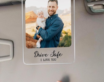 Custom Photo Car Visor Clip, Personalized Sun Visor Clip, Dad Visor Clip, Gifts For Dad, Fathers Day Gift, Gift for Him, Drive Safe Daddy