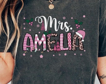 Custom Teacher Christmas Shirt, Teacher Shirts Christmas, Teacher Shirt With Name, Custom Xmas Teacher Name Shirt, Christmas Teacher Gift
