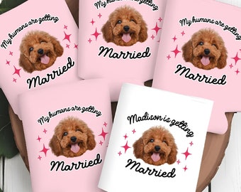 Custom Married Can Cooler, Personalized Pet Face Getting Married Can Cooler, Bachelorette Party Favors, Bridal Party Gifts, Wedding Decors