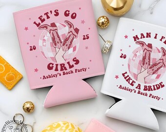 Custom Bachelorette Can Cooler, Bachelorette Western Can Cooler, Bachelorette Party Favor, Let's Go Girl Can Cooler, Valentine Bridal Party
