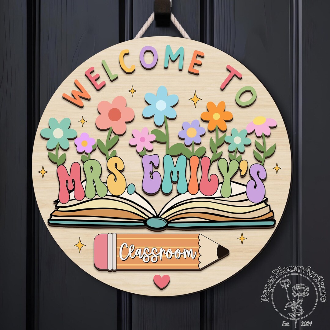 Personalized Teacher Door Sign, Classroom Welcome Sign, Custom Teacher ...