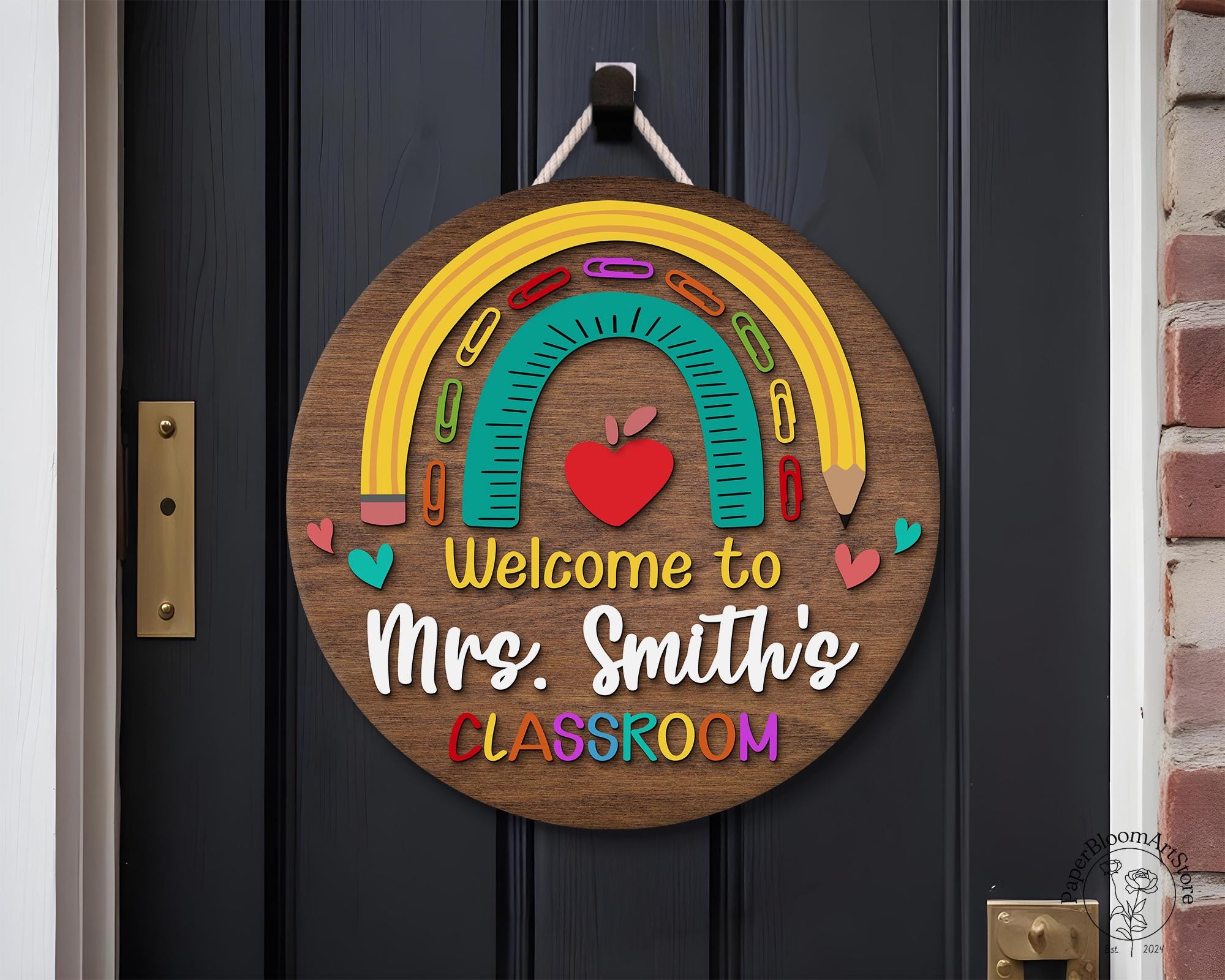 Teacher Door Sign, 3D Classroom Decor, Custom Teacher Name Sign ...