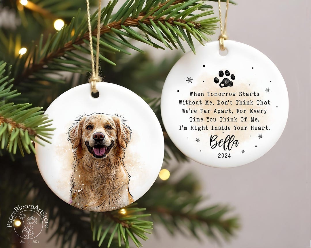 Custom Dog Memorial Ornament, Pet Watercolor Ornament Using Pet's Photo ...