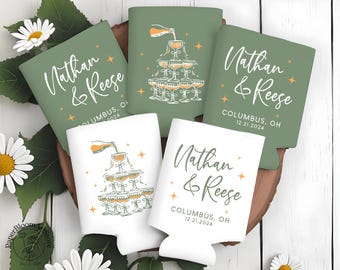 Custom Wedding Can Coolers, Wedding Party Favors, Wedding Party Gift, Wedding Decorations, Party Can Cooler, Drink Holder Can Coolers