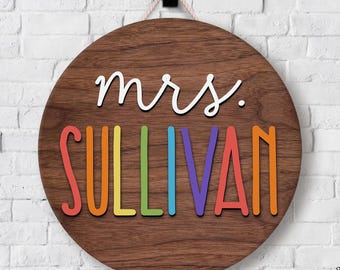 3D Teacher Door Sign, Custom Teacher Name Sign, Teacher Appreciate Gift, Back To School Gift, Teacher Classroom Sign, Class Welcome Sign