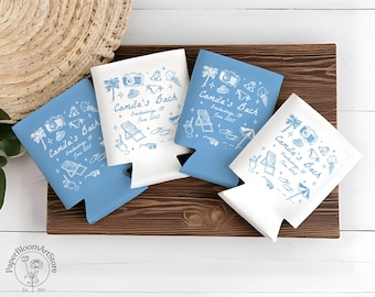 Coastal Bachelorette Party Can Coolers, Custom Luxury Beach Bachelorette Can Cooler, Bridal Party Gifts, Custom Beach Wedding Party Favors