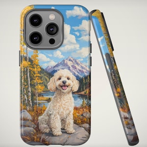 Cavachon Dog Phone Case, Dog Lover gift, Landscape, Fall Aesthetic Phone case for iPhone 16 15 14 Pro Max Samsung Galaxy S25 S24 and Google