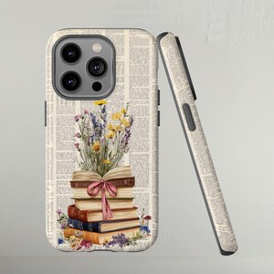 Literair cadeau, boeken telefoonhoesje, vintage telefoonhoesje, boekenkast, telefoonhoesje voor telefoon 16 15 14 13 Pro Max Samsung Galaxy en Google Pixel