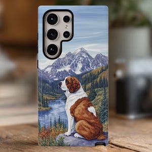 St. Bernard Dog Phone Case, Dog Lover gift Memorial, Saint Bernard, Phone case for iPhone Pro Max Samsung Galaxy S25 S24 and Google
