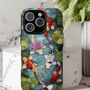 Koi Fish Phone Case, Tough Phone Cover, Aquatic Design, Nature Lover, Koi Fish, Phone case for iPhone 16 15 14 Pro Max Samsung & Google