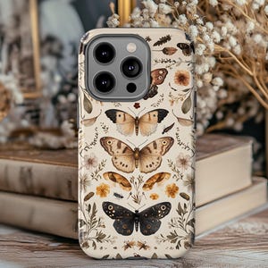 Butterfly Floral Phone Case, Cases for Nature Lover Gift, Unique Phone Vintage Aesthetic Decor, Phone Case for Phone Samsung and Google Pixe