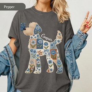 Labradoodle comfort colors® shirt, doodle dog, Patchwork Fox shirt, Labradoodle new dog mama gift, Floral Quilted, dog Silhouette t-shirt