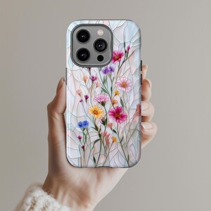 Phone Case Botanical flower, Wildflower Glass Effect Case, 3D Effect Floral Botanical, Mosaic Case for iPhone Samsung Galaxy Google Pixel