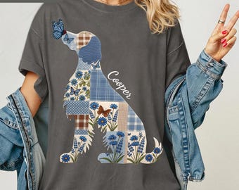 English Setter dog mama shirt custom dog gifts, memorial dog, English Setter, Owner Dog Mom, silhouette Shirt, Dog boho vibes