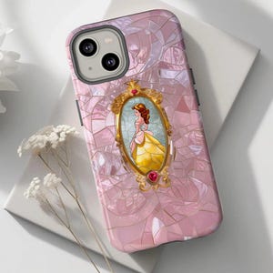 Princess Phone Case, princess Glass Effect Phone Case, pink phone case,3D effect Mosaic case for iPhone 13 14 15 16 Samsung Galaxy and Pixel