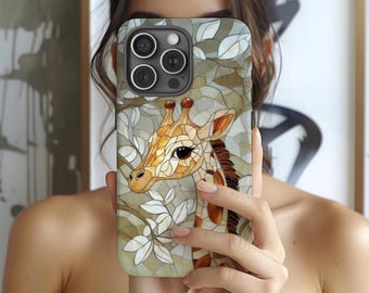 giraffe Phone Case, Animal Lovers Gift,Cute giraffe Design, Glass Effect Case, 3D Mosaic Case for iPhone Samsung Galaxy and Google Pixel
