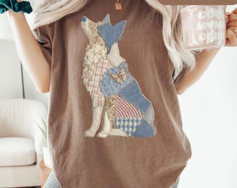 comfort colors® shirt, Border Collie dog, Patchwork Fox shirt, dog Border Collie, Border Collie,  Floral Quilted, dog Silhouette t-shirt