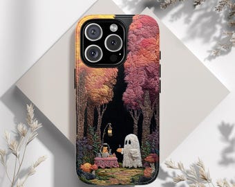 Ghost Phone Case, Cute Ghost, for Halloween, embroidery Style, Halloween Phone Case for Phone 17 16 15 14 Pro Max Samsung Galaxy and Google