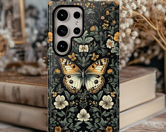 Butterfly Phone Case, Boho phone case, floral botanical, Cottagecore Phone Case for Phone 17 16 15 Pro Max Samsung Galaxy and Google Pixel