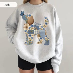 マルチーズプードルのコンフォートカラーズ®シャツ、マルチーズプードル犬、パッチワークフォックスシャツ、マルチーズプードル犬、新米ママへのギフト、花柄キルティング、犬のシルエットTシャツ