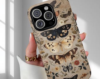 Vintage Butterfly Phone Case, Gift for Nature Lovers Floral, for Her, Boho case for iPhone 17 16 Pro Max Samsung Galaxy S25 S24 and Google