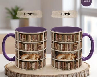 Golden Retriever Dog, Literary Gift, Gifts for Readers, Cup for Readers, Retriever owners gift, mug for readers, coffee mug, dog and books