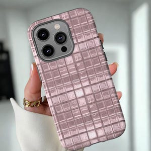 Mosaic Phone Case Design Pattern Glass Tile Mirror Effect Retro Style Protective Case Modern Look pink Glass Mosaic Design iPhone pink