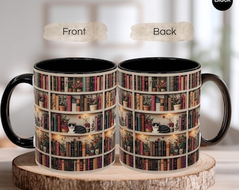 Black Cat bibliothecaris koffiemok, cadeau boekenliefhebber