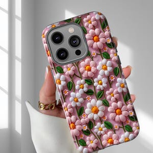 Custodia per telefono a forma di fiore rosa, custodia per telefono primaverile, piccola custodia floreale per lei, custodia per telefono per iPhone Pro Max, Samsung Galaxy S25 S24 e Google
