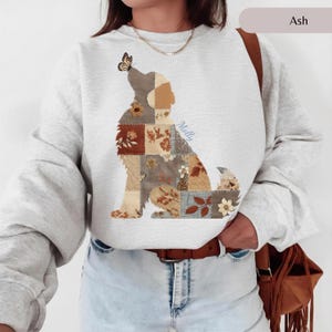 Blommig lapptäcke för Golden Retriever, mopssilhuettskjorta, hundhöstvibbar, lapptäckskjorta, retrievermamma, personlig present till ägarens hundmamma