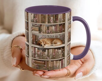 Golden Retriever Dog, Literary Gift, Gifts for Readers, Cup for Readers, Retriever owners gift, mug for readers, coffee mug, dog and books
