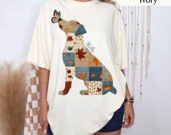 Patchwork American Stafford Silhouette, Dog American Stafford with Butterfly Crewneck, Patchwork custom name dog shirt Comfort Colors