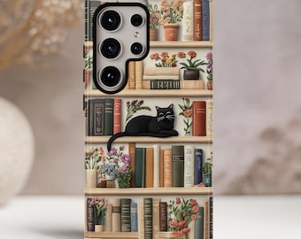 Embroidered Cat Lover Phone Case, Gift for Cat Owners, Literary Cat Lover, Case for Phone 17 16 15 14 13 Pro Max Samsung Galaxy and Google
