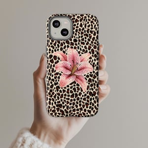 Animal Print Case, Animal Print Cover, lily flower Tough Case, Case for Phone 16 15 14 13 Pro Max Samsung Galaxy and Google Pixel