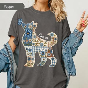 Samoyed comfort colors® shirt, Samoyed dog, Patchwork Fox shirt, dog Samoyed new dog mama gift, Floral Quilted, dog Silhouette t-shirt