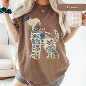 Labradoodle comfort colors® shirt, doodle new dog mama gift, Floral Quilted, dog Silhouette t-shirt, doodle dog, Patchwork Fox shirt,