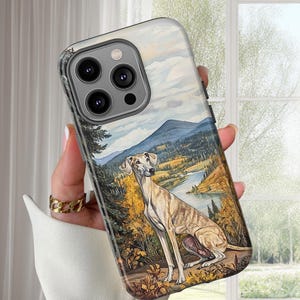 Greyhound Phone Case with Nature Design, Tough Cases, Dog Lover Gift, Pet Memorial, Case for iPhone 16 15 14 13 Pro Max Samsung and Google
